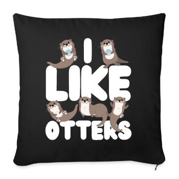 Otter I Like Otters - Sofa pillowcase 17,3'' x 17,3'' (45 x 45 cm) - black - Front