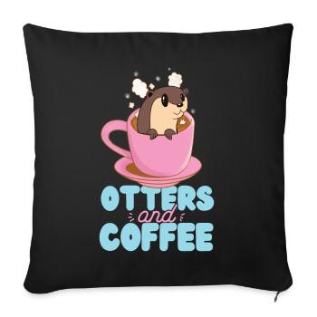Otter Coffee Otters And Coffee - Sofa pillowcase 17,3'' x 17,3'' (45 x 45 cm) - black - Front