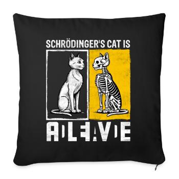 Le chat de Schrödinger mort et vif - Housse de coussin décorative 45 x 45 cm - noir - Devant