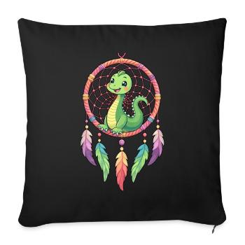 Attrape-rêves dinosaure - Housse de coussin décorative 45 x 45 cm - noir - Devant