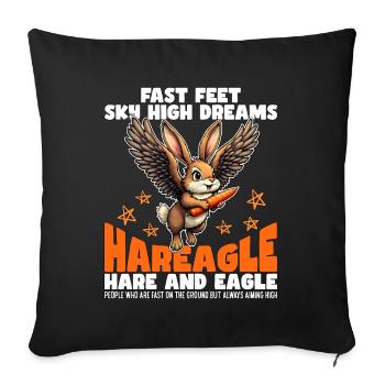 PIEDS RAPIDES RÊVES DE HAUT VOL - LIÈVRE ET AIGLE - Housse de coussin décorative 45 x 45 cm - noir - Devant