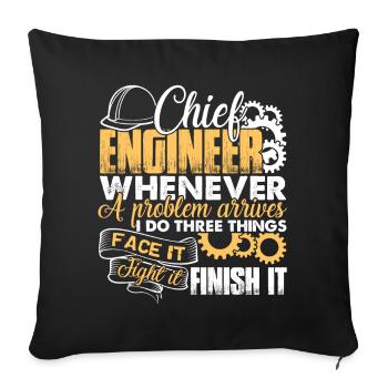 Chief Engineer Solves Problem - Sofa pillowcase 17,3'' x 17,3'' (45 x 45 cm) - black - Front