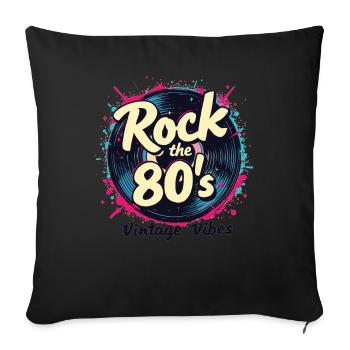 Rock Les années 80 Fête Fête Look rétro des années 80 - Housse de coussin décorative 45 x 45 cm - noir - Devant