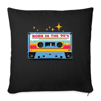 Né dans les années 90 Cassette Look rétro Fans des années 90 - Housse de coussin décorative 45 x 45 cm - noir - Devant