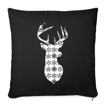 Weihnachtshirsch – Weißwedelbock - Sofakissenbezug 45 x 45 cm - Schwarz - Vorne