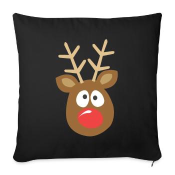 Renne de Noël drôle et mignon - Housse de coussin décorative 45 x 45 cm - noir - Devant