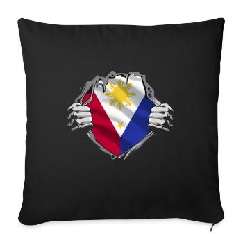 Drapeau philippin Pride - Housse de coussin décorative 45 x 45 cm - noir - Devant