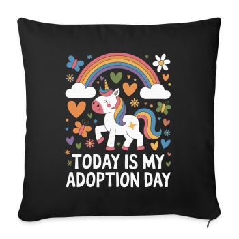 Aujourd’hui, c’est mon jour d’adoption Maman drôle d’adoption - Housse de coussin décorative 45 x 45 cm - noir - Devant