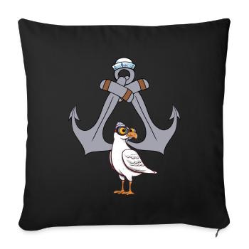 Seagull Seagulls Ancre Maritime Seafaring Ahoy - Housse de coussin décorative 45 x 45 cm - noir - Devant