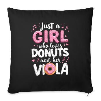 Viola Viola Donut Violist Love Doughnut - Housse de coussin décorative 45 x 45 cm - noir - Devant