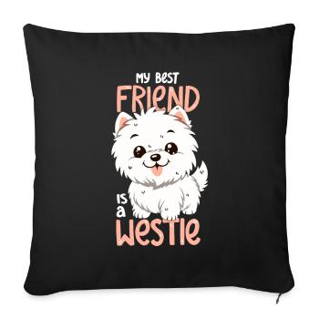 Mon meilleur ami est un Westie - Housse de coussin décorative 45 x 45 cm - noir - Devant