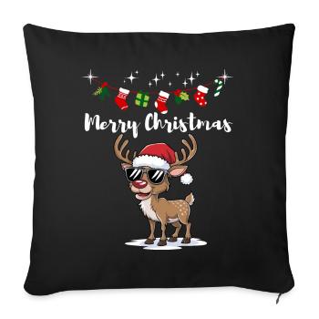 Renne de Noël Noël chapeau étoiles drôle - Housse de coussin décorative 45 x 45 cm - noir - Devant