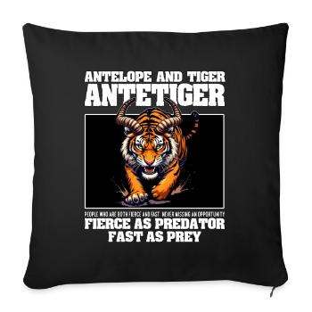 FIERCE AS PREDATOR FAST AS PREY - ANTELOPE & TIGER - Sofa pillowcase 17,3'' x 17,3'' (45 x 45 cm) - black - Front