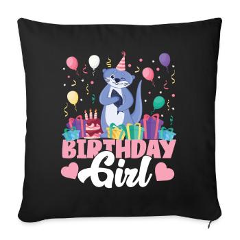 Loutre Anniversaire Fille Anniversaire Fille - Housse de coussin décorative 45 x 45 cm - noir - Devant