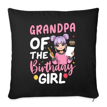 Papi de la fille d’anniversaire - Housse de coussin décorative 45 x 45 cm - noir - Devant