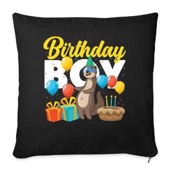 Loutre Anniversaire Garçon Anniversaire Garçon - Housse de coussin décorative 45 x 45 cm - noir - Devant