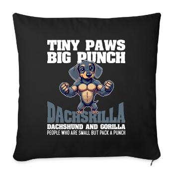 TINY PAWS BIG PUNCH - TECKEL ET GORILLE - Housse de coussin décorative 45 x 45 cm - noir - Devant