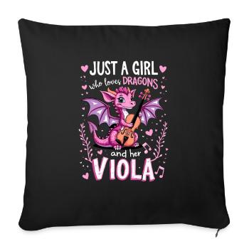 Viola Dragon Dragons Altiste Amour - Housse de coussin décorative 45 x 45 cm - noir - Devant