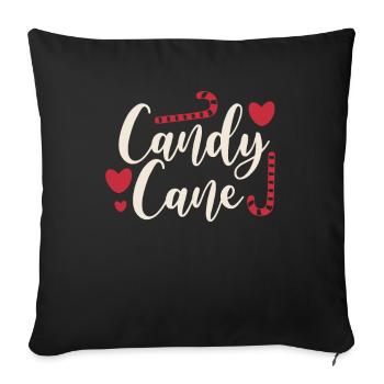 Christmas candy cane with hearts - Sofa pillowcase 17,3'' x 17,3'' (45 x 45 cm) - black - Front
