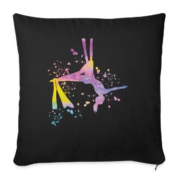 Tissu vertical acrobaties aériennes soie aérienne - Housse de coussin décorative 45 x 45 cm - noir - Devant