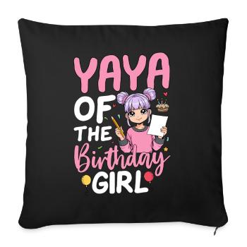 Yaya de la fille d’anniversaire - Housse de coussin décorative 45 x 45 cm - noir - Devant
