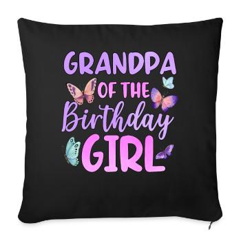 Papi de la fille d’anniversaire - Housse de coussin décorative 45 x 45 cm - noir - Devant