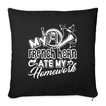 French Horn Ate My Homework - Sofa pillowcase 17,3'' x 17,3'' (45 x 45 cm) - black - Front