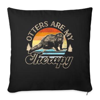 Otter Otters Are My Therapy - Sofa pillowcase 17,3'' x 17,3'' (45 x 45 cm) - black - Front