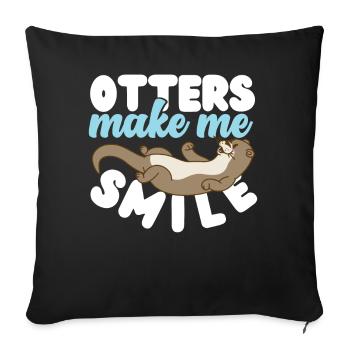 Otter Otters Make Me Smile - Sofa pillowcase 17,3'' x 17,3'' (45 x 45 cm) - black - Front