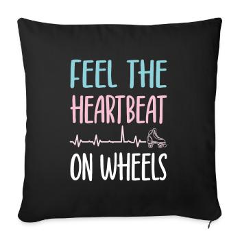 Rollerskater Party Feel Heartbeat On Wheels Gift - Sofakissenbezug 45 x 45 cm - Schwarz - Vorne