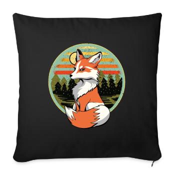 Retro Vintage Fox Foxes Natural 80s 90s - Sofa pillowcase 17,3'' x 17,3'' (45 x 45 cm) - black - Front