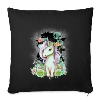 Unicorn Unicorns Horses Horse Child Children - Sofa pillowcase 17,3'' x 17,3'' (45 x 45 cm) - black - Front