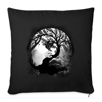 Halloween mystique corbeau corbeau animaux de la forêt - Housse de coussin décorative 45 x 45 cm - noir - Devant