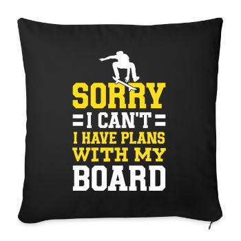 J’ai des projets avec ma planche de longboard - Housse de coussin décorative 45 x 45 cm - noir - Devant