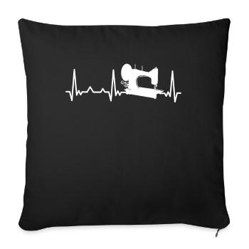 Sewing Machine Heartbeat Sewing Passion - Sofa pillowcase 17,3'' x 17,3'' (45 x 45 cm) - black - Front