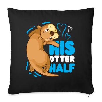 Otter Couple Pun Valentines Day - Sofa pillowcase 17,3'' x 17,3'' (45 x 45 cm) - black - Front