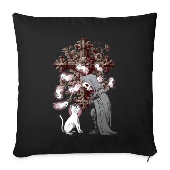 Halloween Ghost Ghost Crosses Crucifix Cat - Sofa pillowcase 17,3'' x 17,3'' (45 x 45 cm) - black - Front
