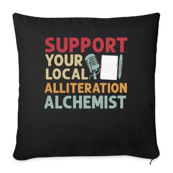 Poésie Slam Jeu de mots Guerrier Slam Poésie - Housse de coussin décorative 45 x 45 cm - noir - Devant