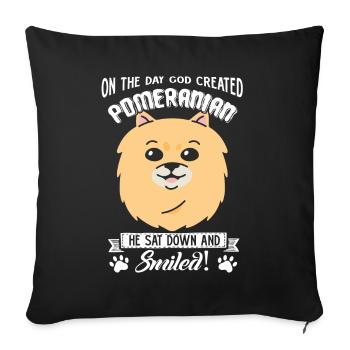 God Created Pomeranian - Sofa pillowcase 17,3'' x 17,3'' (45 x 45 cm) - black - Front
