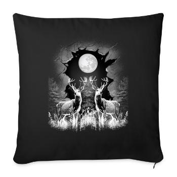 cerf mystique, chevreuil, renne, cerf sauvage, nature - Housse de coussin décorative 45 x 45 cm - noir - Devant