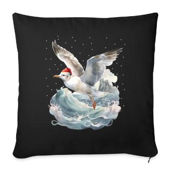 Seagull Winter Christmas Christmas Xmas maritime - Sofa pillowcase 17,3'' x 17,3'' (45 x 45 cm) - black - Front