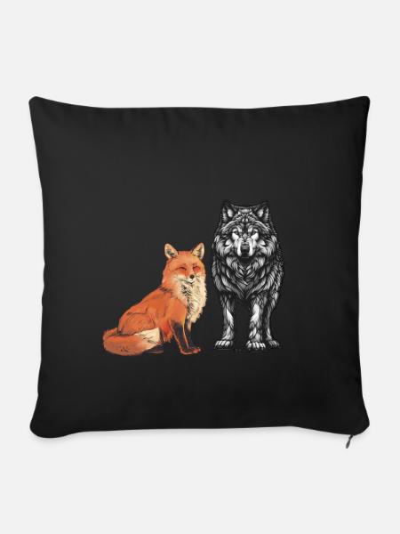 Fuchs Füchse Wolf Wölfe Wildtiere - Sofakissenbezug 45 x 45 cm - Schwarz