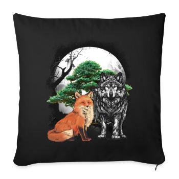 Forest Dwellers Wolf Wolves Fairy Tales Fox Foxes Child - Sofa pillowcase 17,3'' x 17,3'' (45 x 45 cm) - black - Front