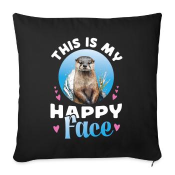 Loutre : c’est mon visage heureux - Housse de coussin décorative 45 x 45 cm - noir - Devant