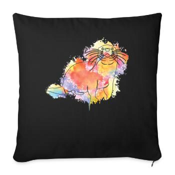 Loutre Aquarelle - Housse de coussin décorative 45 x 45 cm - noir - Devant