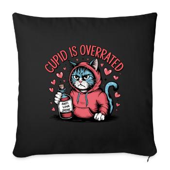 Célibataire Saint-Valentin Amour Cupidon Drôle Dicton - Housse de coussin décorative 45 x 45 cm - noir - Devant