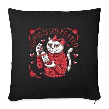 Célibataire Saint-Valentin Amour Cupidon Drôle Dicton - Housse de coussin décorative 45 x 45 cm - noir - Devant