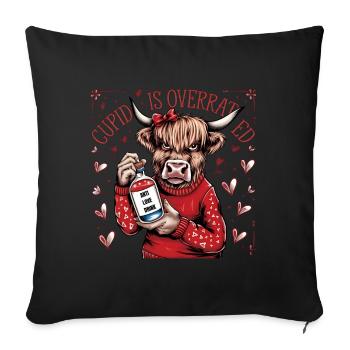Célibataire Saint-Valentin Amour Cupidon Drôle Dicton - Housse de coussin décorative 45 x 45 cm - noir - Devant