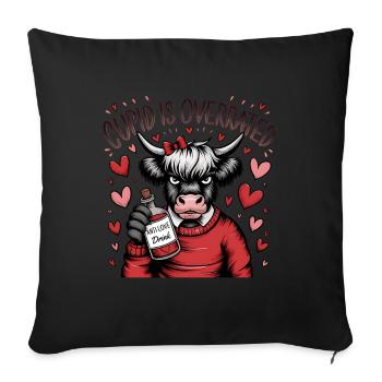 Célibataire Saint-Valentin Amour Cupidon Drôle Dicton - Housse de coussin décorative 45 x 45 cm - noir - Devant