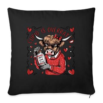 Célibataire Saint-Valentin Amour Cupidon Drôle Dicton - Housse de coussin décorative 45 x 45 cm - noir - Devant